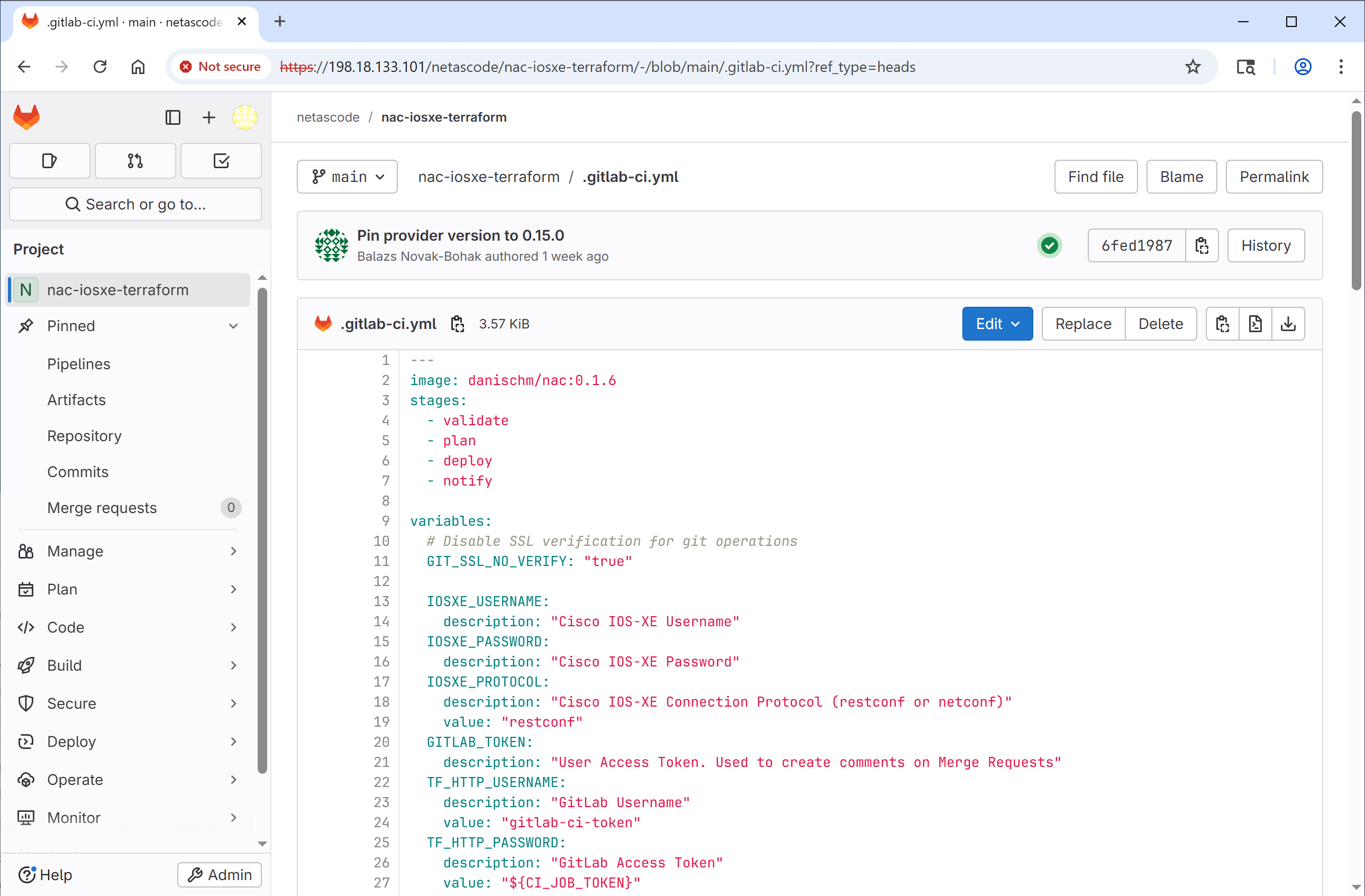 Pipeline YAML