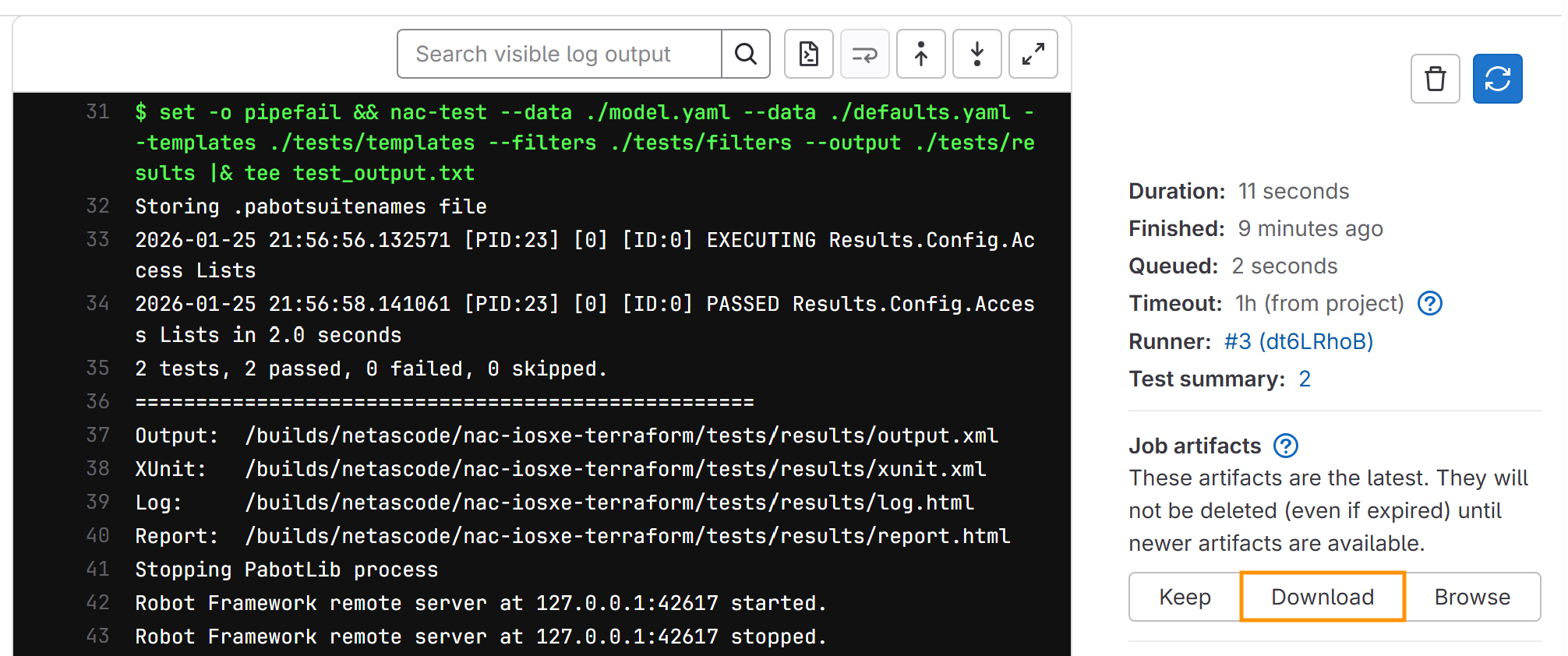 Test Results Download Link